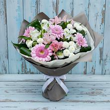 Букет цветов из:  Герберы, Альстромерии и Хризантемы в Шарапово Чеховского района