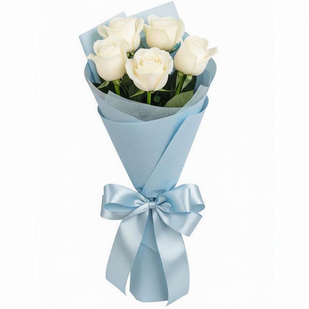 Букет 5 Белых роз Проуд в Шарапово Чеховского района