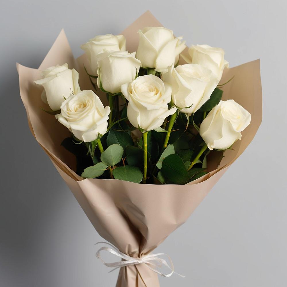 Букет 9 Белых роз Эдлесс Лав в Шарапово Чеховского района