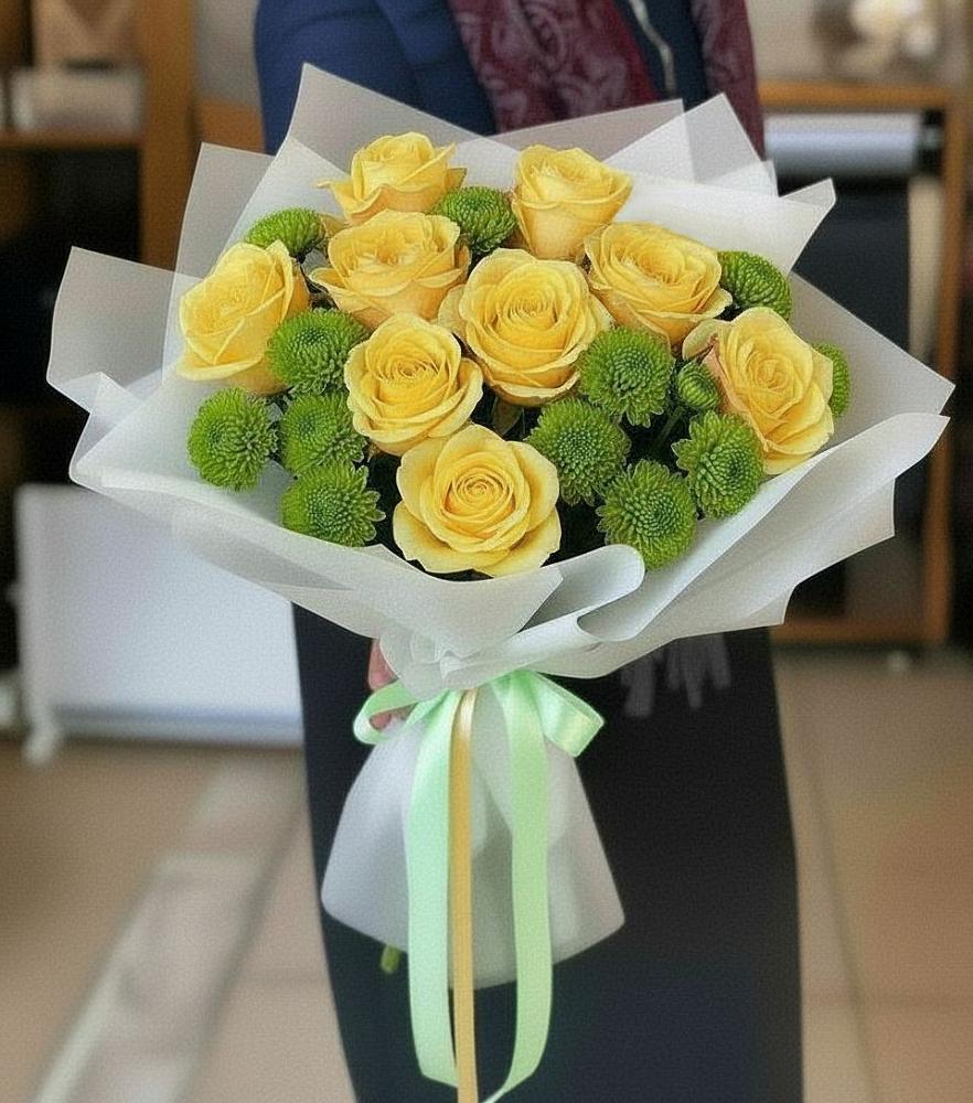 Букет цветов из: Хризантемы и Розы в Шарапово Чеховского района