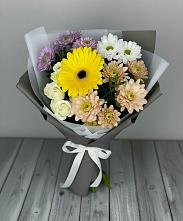 Букет цветов из:  Розы, Герберы и Хризантемы в Шарапово Чеховского района