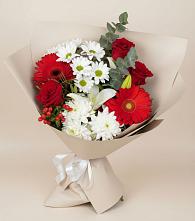 Букет цветов из:  Розы, Хризантемы, Герберы и Лилии в Шарапово Чеховского района
