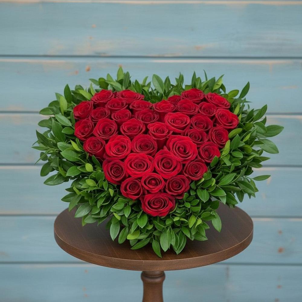 Цветочная композиция из Розы в виде сердца в Шарапово Чеховского района