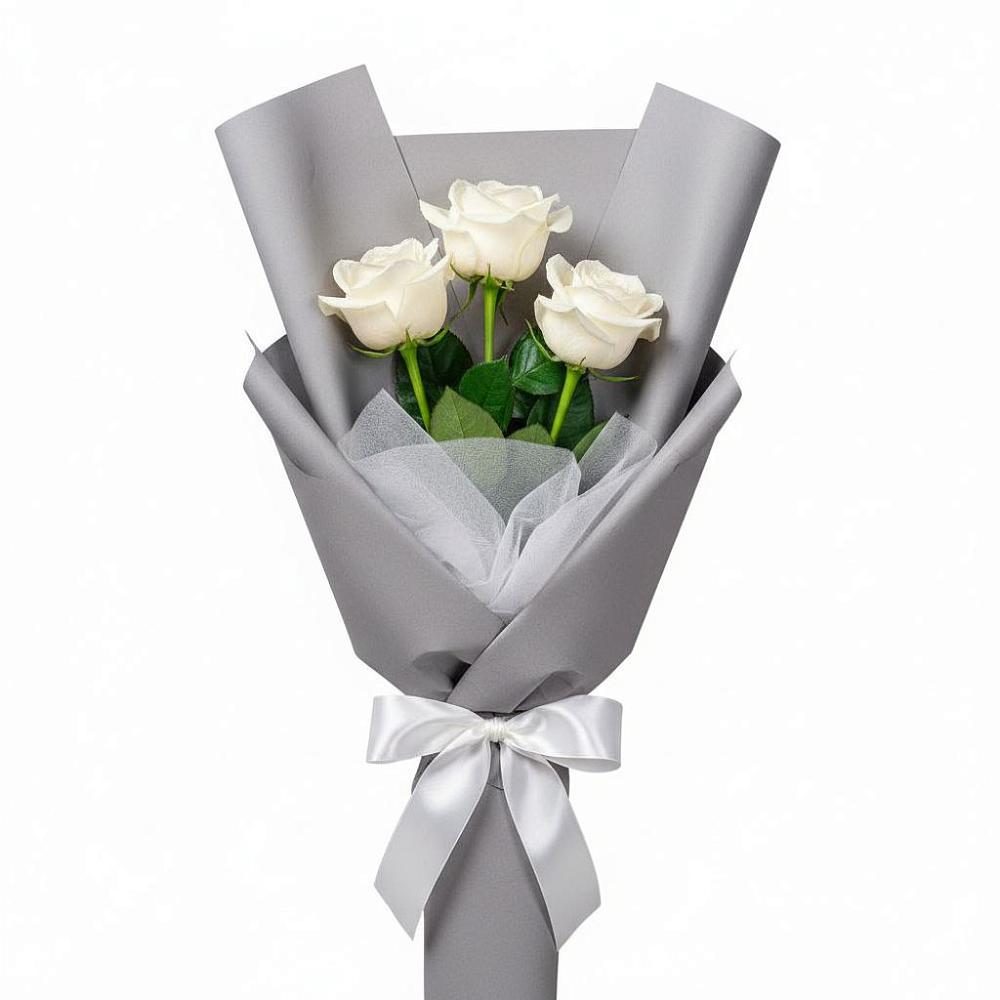 Букет 3 белые розы в Шарапово Чеховского района