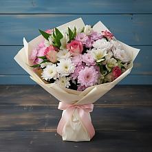 Букет цветов из:  Хризантемы, Альстромерии и Розы #REPLACE_PRED# Шарапово Чеховского района