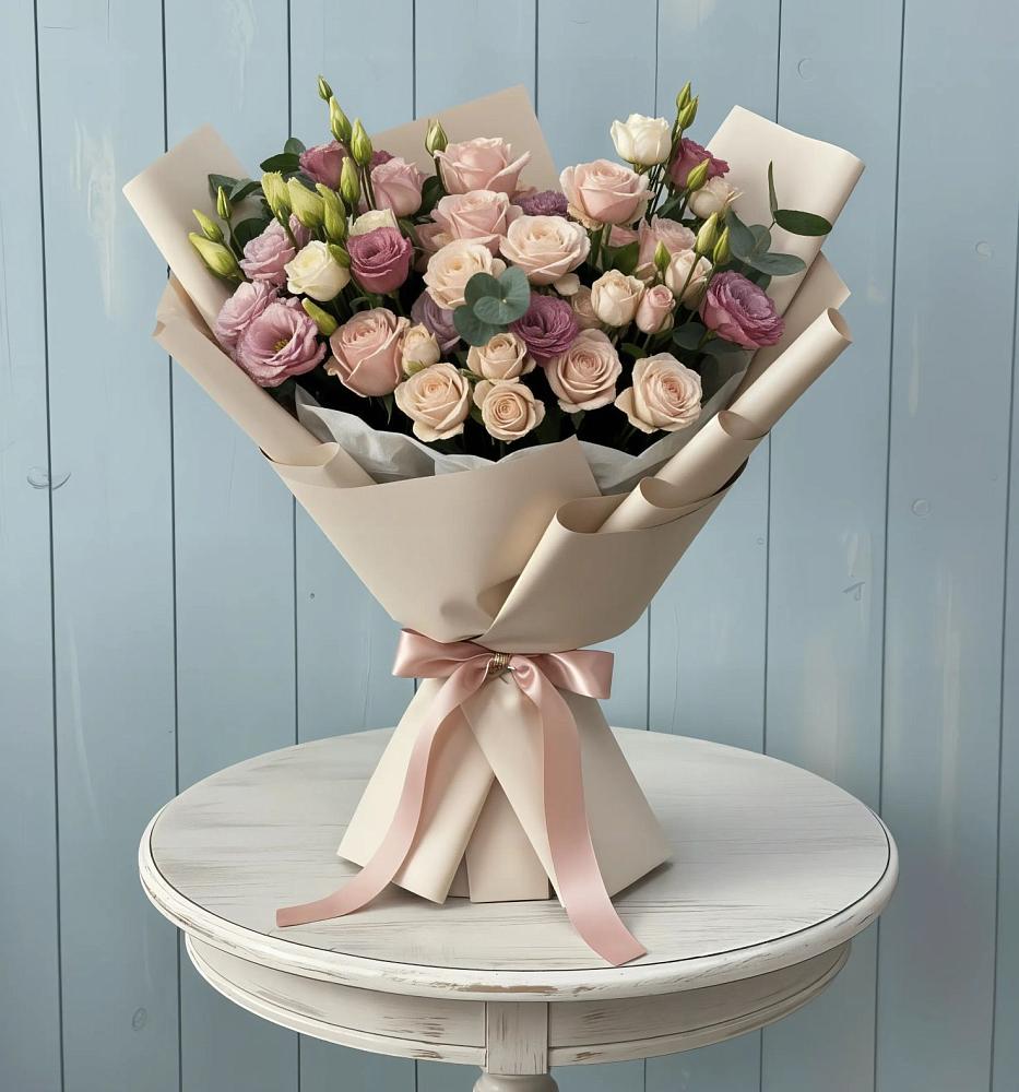 Букет цветов из: Розы и Лизиантусы в Шарапово Чеховского района