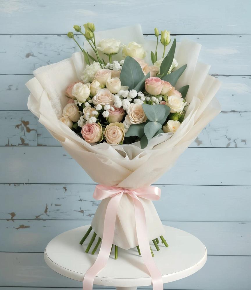 Букет цветов из: Розы и Лизиантусы в Шарапово Чеховского района