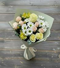 Букет цветов из:  Альстромерии, Розы и Хризантемы в Шарапово Чеховского района