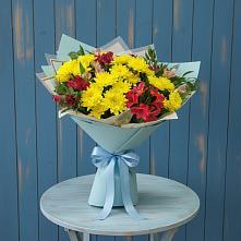 Букет цветов из:  Альстромерии и Хризантемы в Шарапово Чеховского района