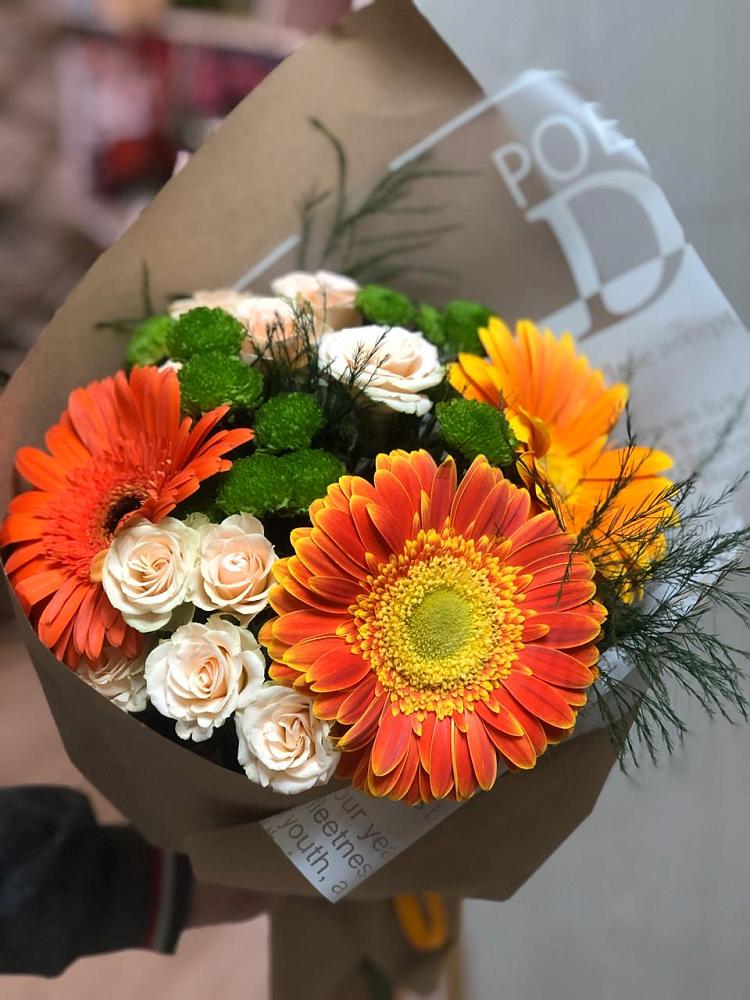 Букет цветов из: Герберы, Хризантемы и Розы в Шарапово Чеховского района